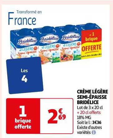 crème légère semi-épaisse bridélice