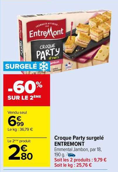 croque party surgelé entre mont