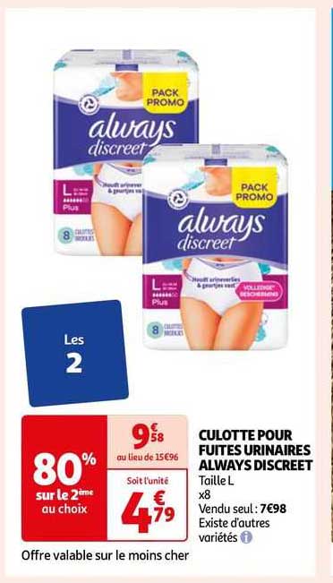 culotte pour fuites urinaires always discreet