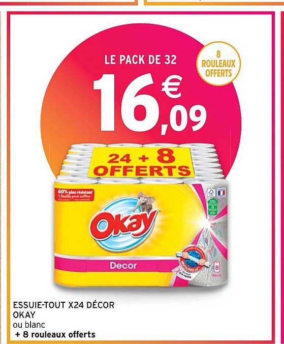essuie-tout x24 décor okay ou blanc