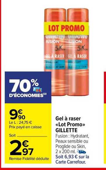 gel à raser «lot promo» gillette