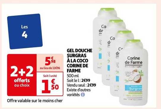 gel douche surgras à la coco corine de farme