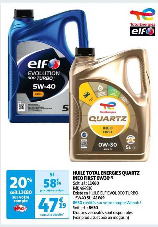 huile total énergies quartz ineo first 0w30