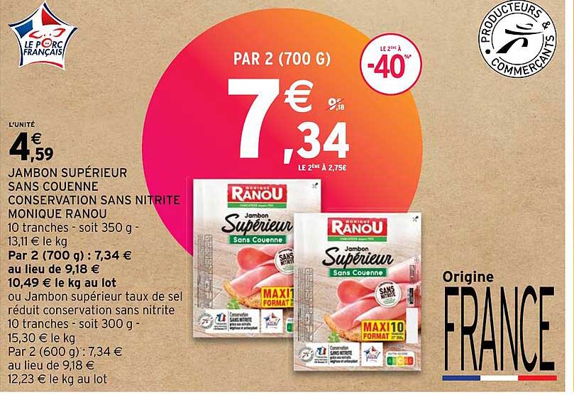 jambon supérieur sans couenne conservation sans nitrite monique ranou