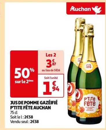 jus de pomme gazéifié p'tite fête auchan
