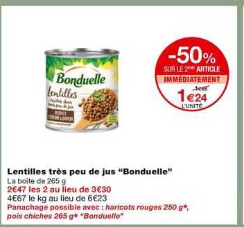 lentilles très peu de jus "bonduelle"