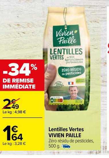 lentilles vertes vivien paille