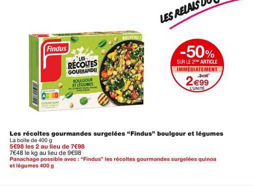 les récoltes gourmandes surgelées findus boulgour et légumes