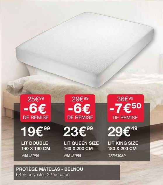 lit double 140 x 190 cm, lit queen size 160 x 200 cm, lit king size 180 x 200 cm