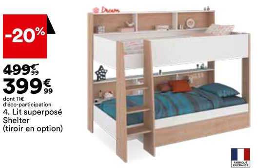 lit superposé shelter (tiroir en option)
