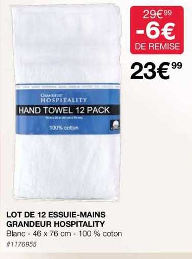 lot de 12 essuie-mains grandeur hospitality