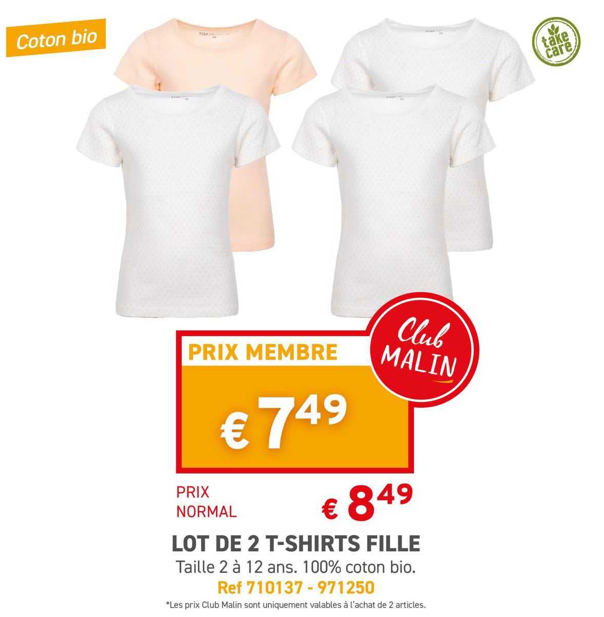 lot de 2 t-shirts fille