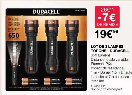 lot de 3 lampes torche - duracell