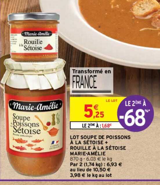 lot soupe de poissons à la sétoise + rouille à la sétoise marie-amélie