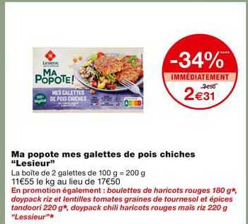 ma popote mes galettes de pois chiches "lesieur"