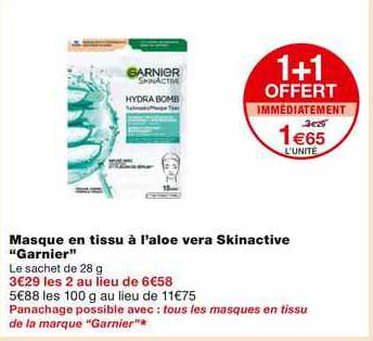 masque en tissu à l'aloe vera skinactive "garnier"