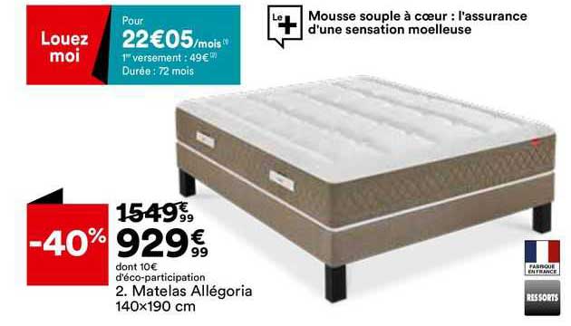 matelas allégoria 140 x 190 cm
