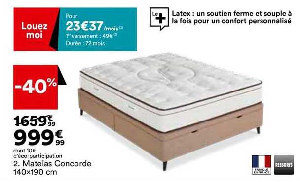 Matelas Concorde 140 X 190 Cm