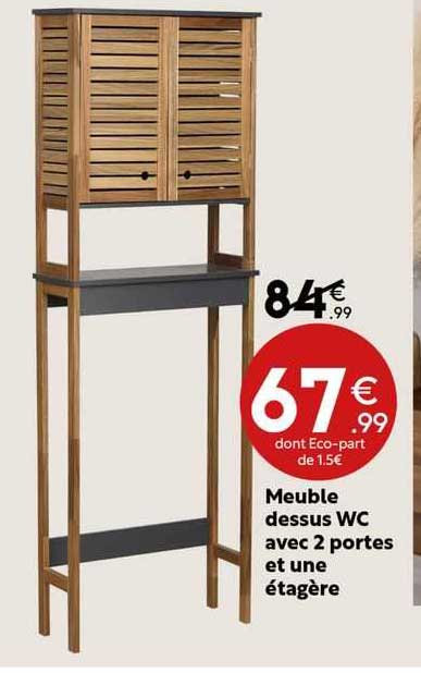 meuble dessus wc avec 2 portes et une étagère