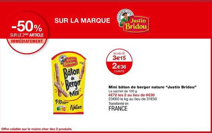 mini bâton de berger nature "justin bridou"