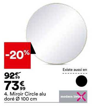 miroir circle alu doré ø 100 cm modern living