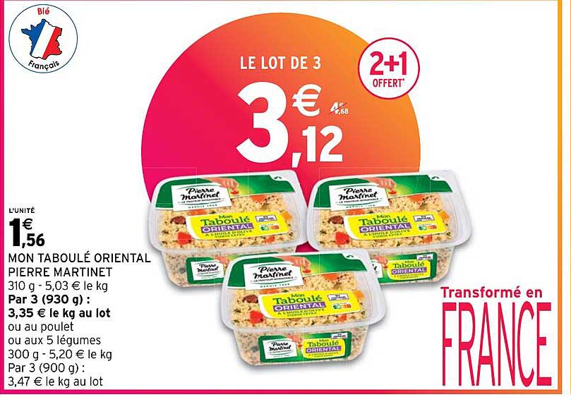 mon taboulé oriental pierre martinet ou au poulet ou aux 5 légumes