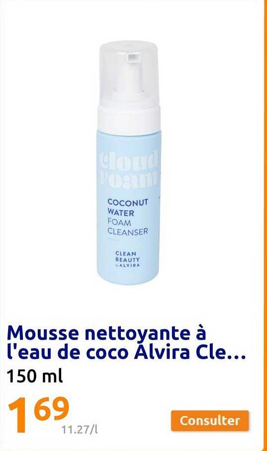 mousse nettoyante à l'eau de coco alvira cle...