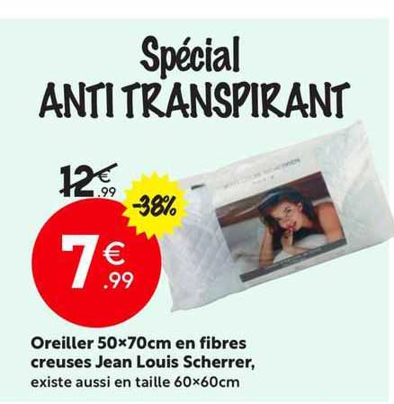 oreiller 50x70cm en fibres creuses jean louis scherrer