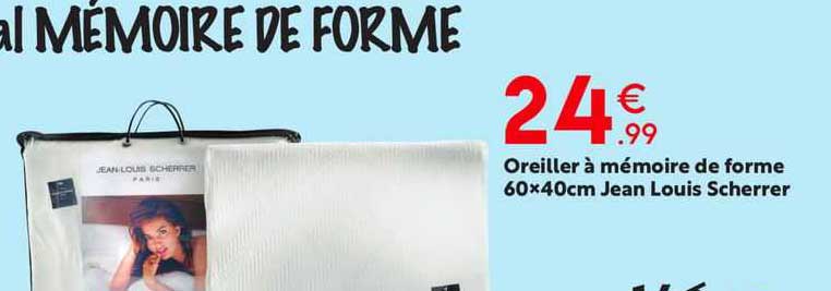 oreiller à mémoire de forme 60x40cm jean louis scherrer