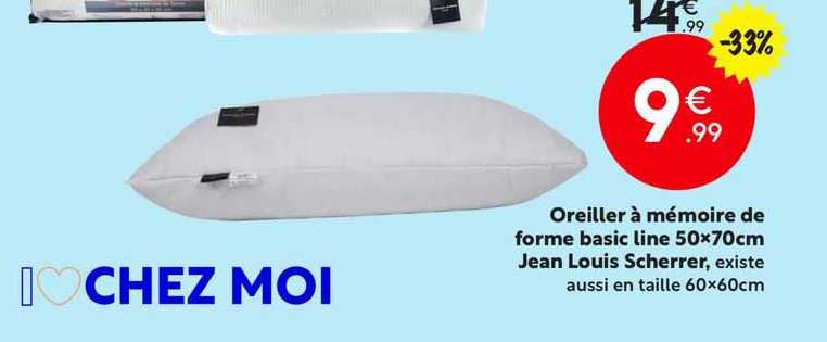 oreiller à mémoire de forme basic line 50x70cm jean louis scherrer