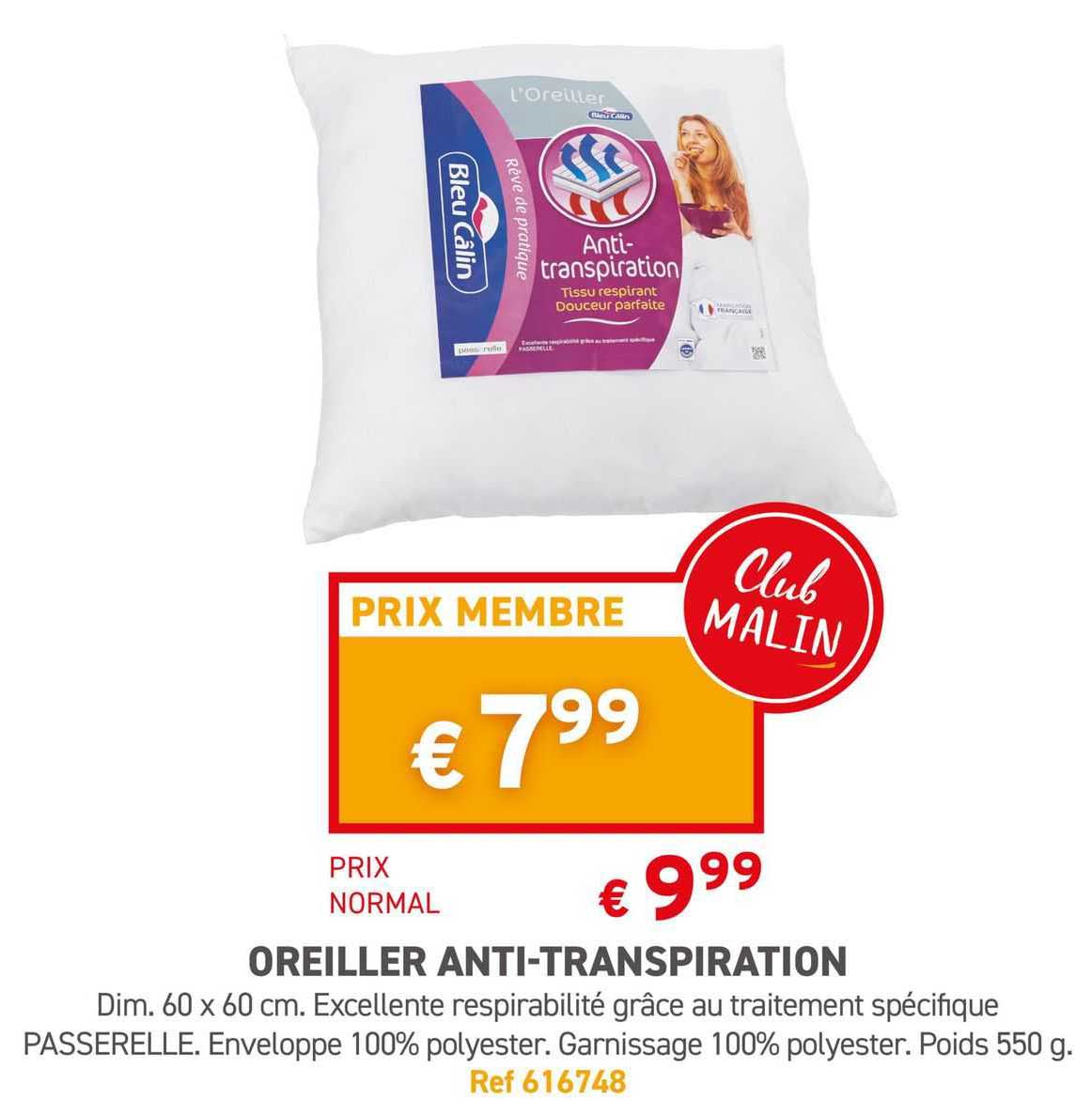 oreiller anti-transpiration