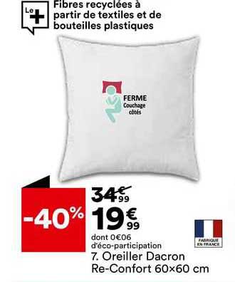 Oreiller Dacron Re-confort 60 X 60 Cm