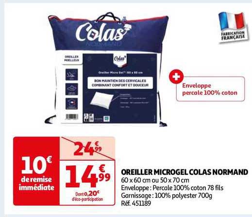 Oreiller Microgel Colas Normand