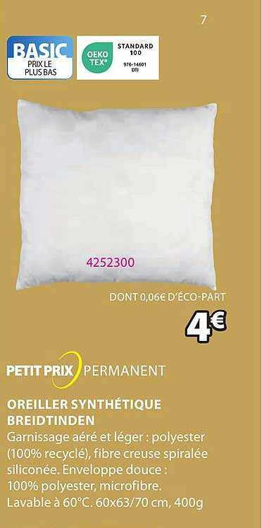 Oreiller Synthétique Breidtinden