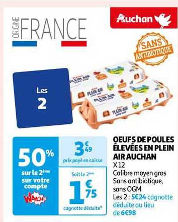 œufs de poules élevées en plein air auchan