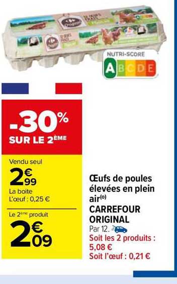 œufs de poules élevées en plein air carrefour original