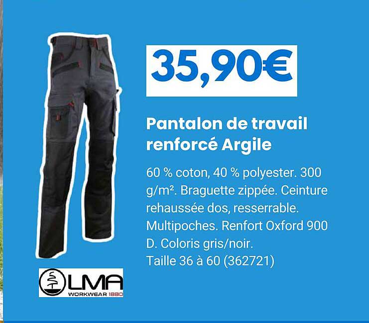 pantalon de travail renforcé argile lma