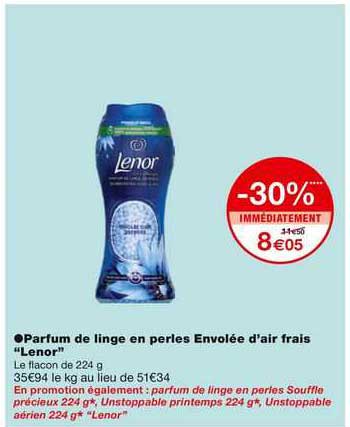 parfum de linge en perles envolée d'air frais "lenor"