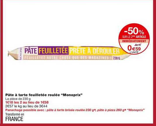 Pâté à Tarte Feuilletée Roulée "monoprix"