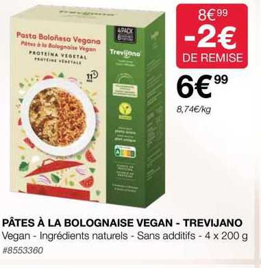 pâtes à la bolognaise végan - trevijano
