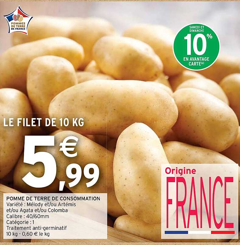 pomme de terre de consommation melody et/ou artémis et/ou agata et/ou colomba