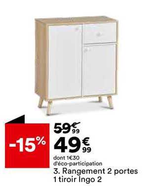 rangement 2 portes 1 tiroir ingo 2