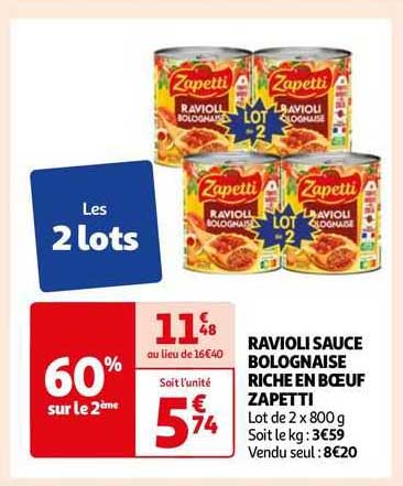 ravioli sauce bolognaise riche en bœuf zapetti