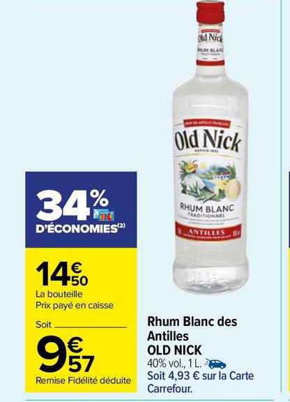 rhum blanc des antilles old nick