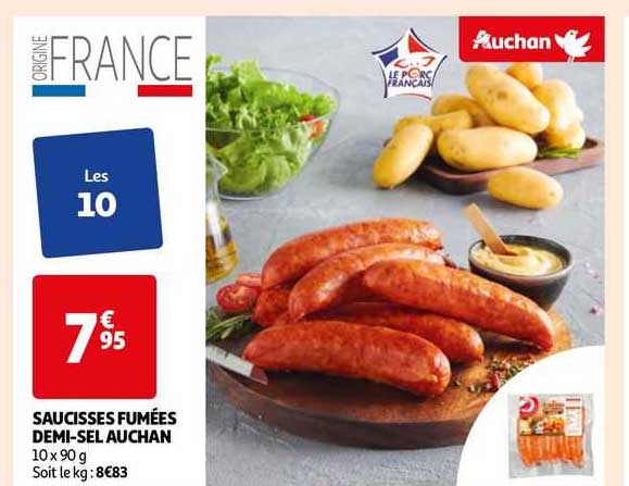 saucisses fumées demi-sel auchan