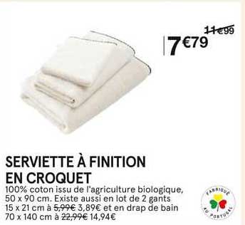 serviette à finition en croquet