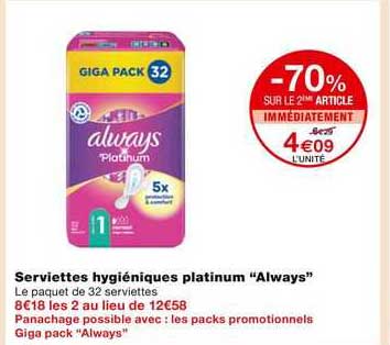 serviettes hygiéniques platinum "always"