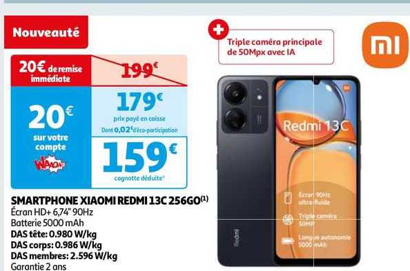 smartphone xiaomi redmi 13c 256go
