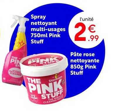 spray nettoyant multi-usages 750ml pink stuff pâte rose nettoyante 850g pink stuff