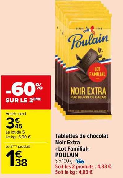 Tablettes De Chocolat Noir Extra «lot Familial» Poulain